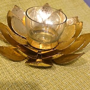 Tea Light Candle Stand - Gold Lotus Tea Light Candle Holder